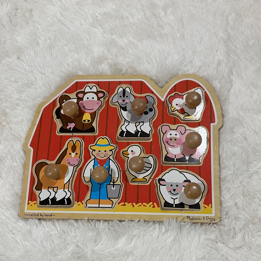 Melissa & Doug Farmyard Friends Puzzle - Red, Brown, White